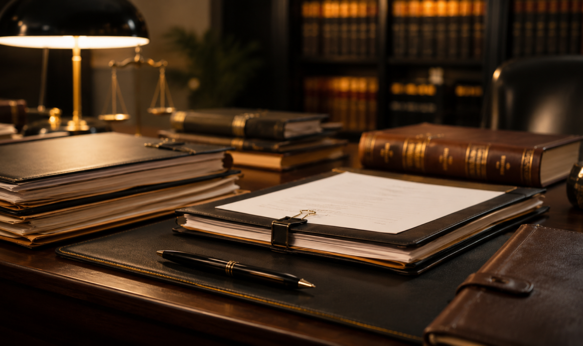 Elegant law office workspace details