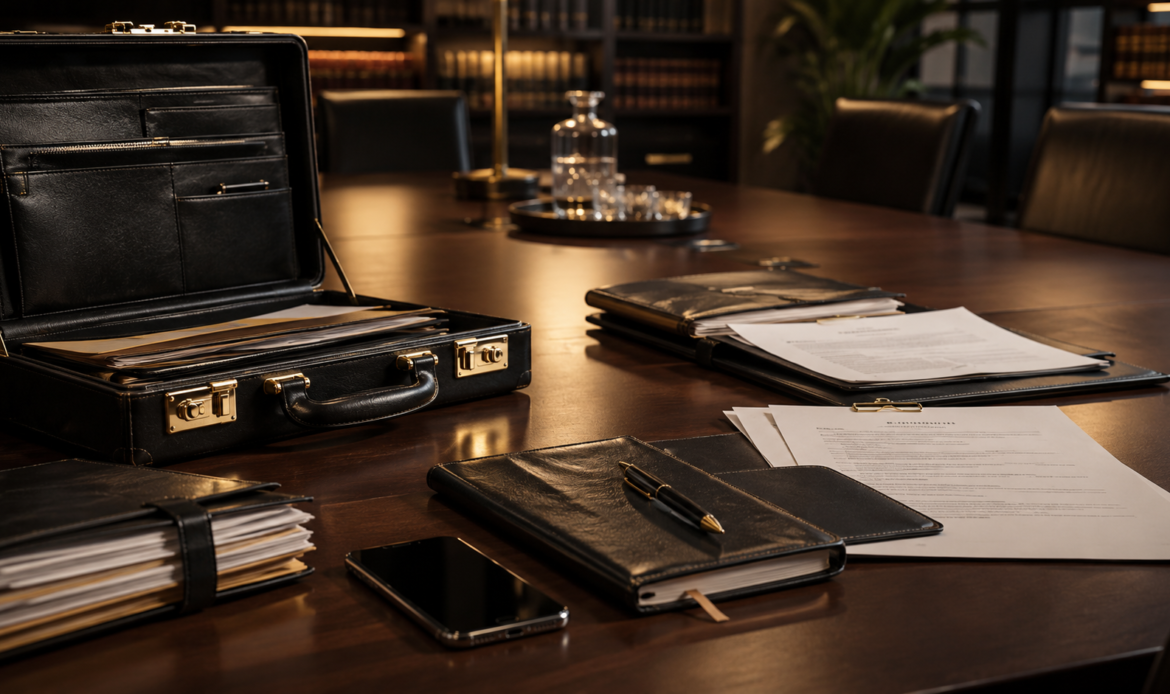 Elegant law office workspace details