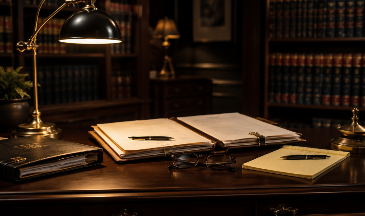 Elegant law office workspace details