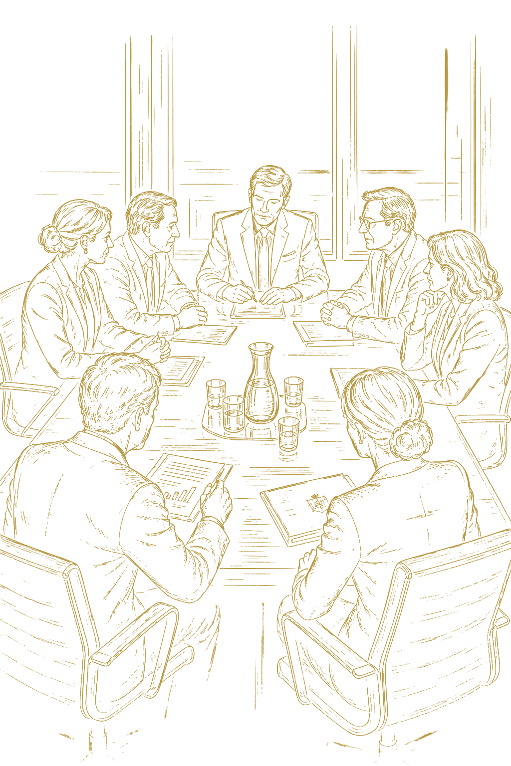 Professional meeting in a golden boardroom