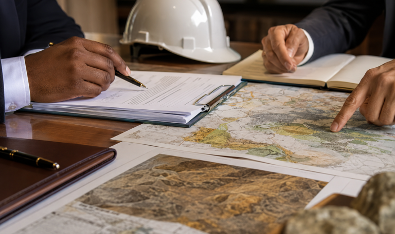Professional consultation over plans and maps