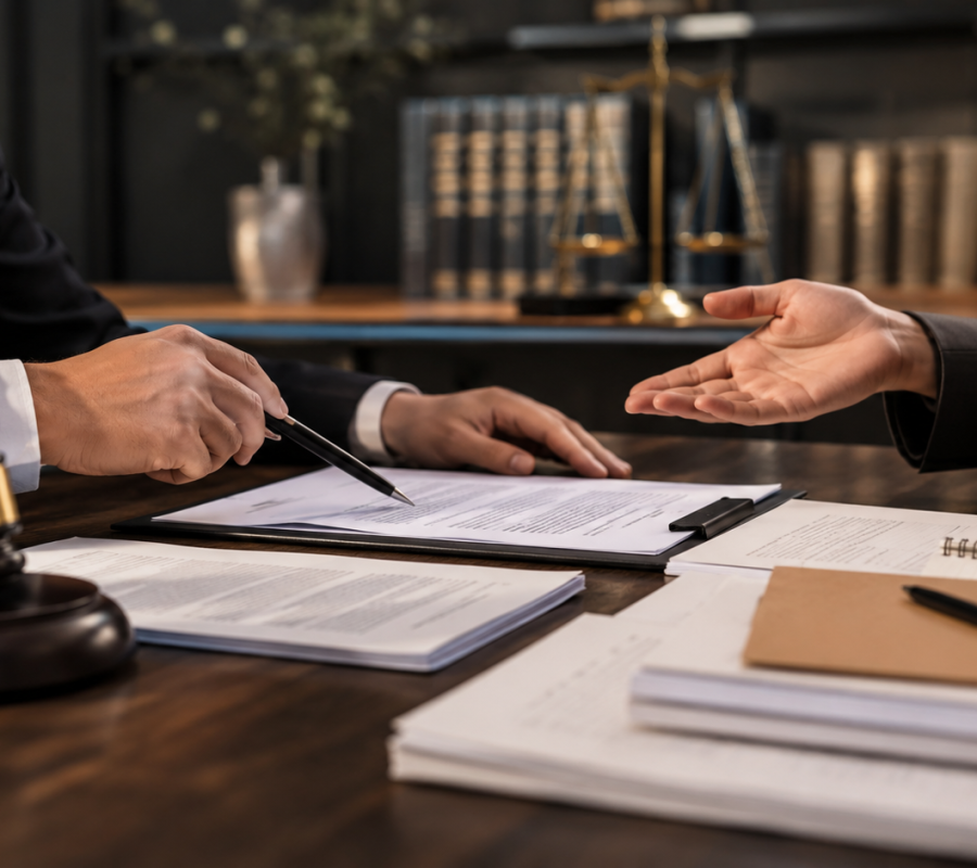 Contracts on a table