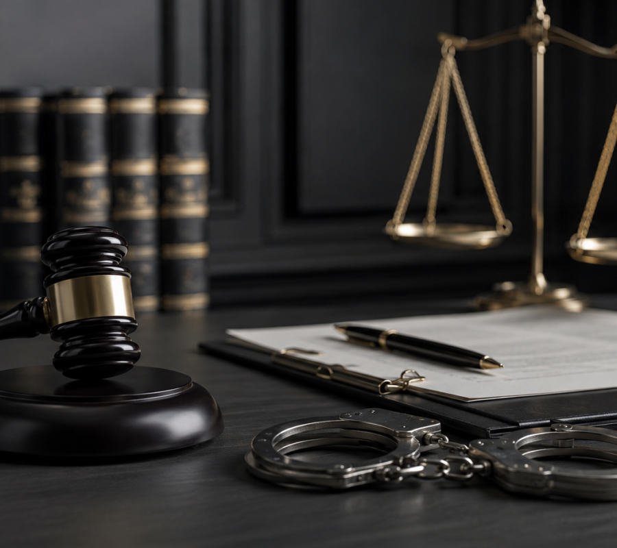 Cuffs on a attorney desk