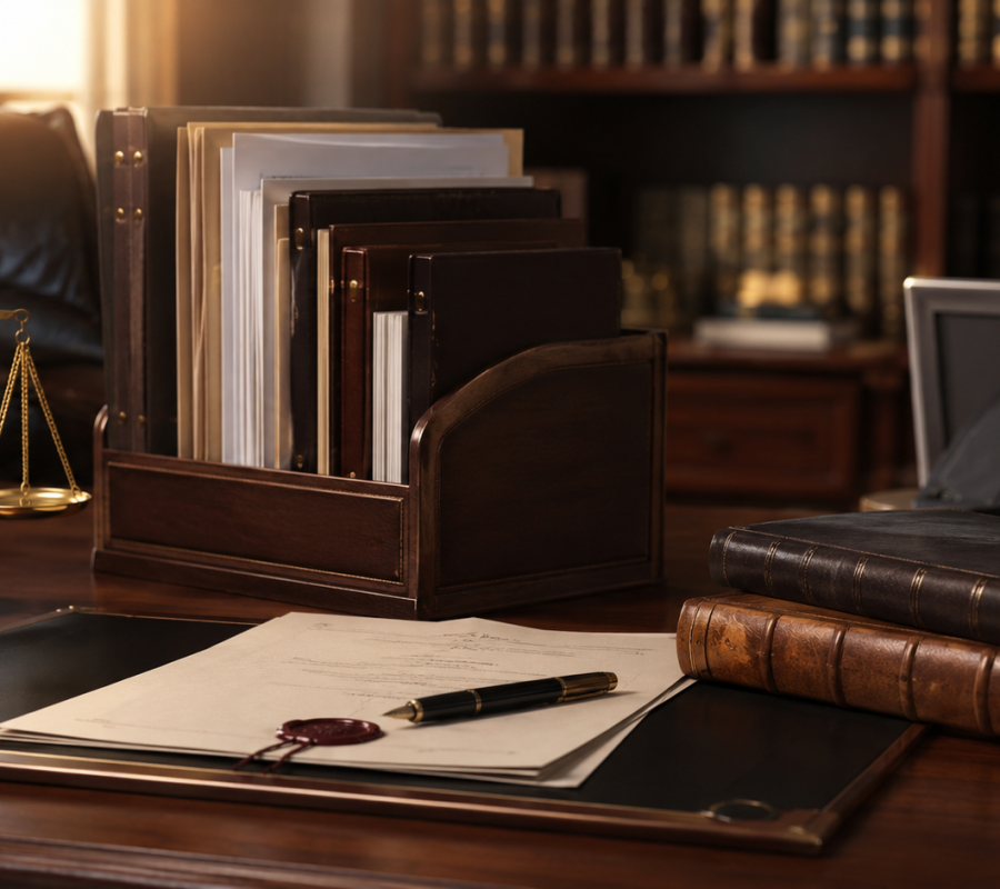 Desk with documents
