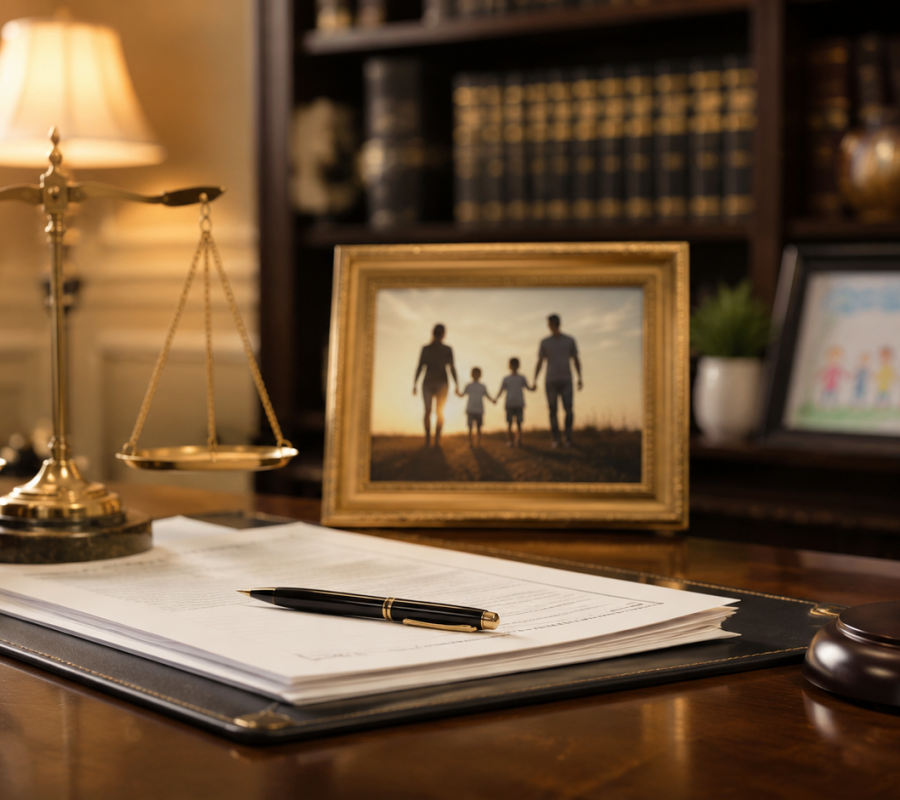 Family photo on a desk