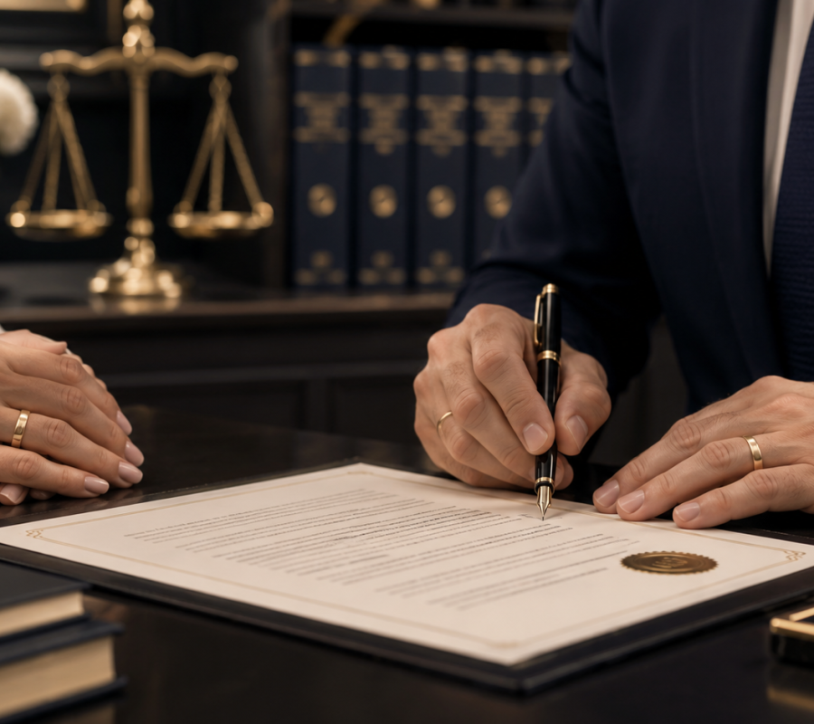 Showing where to sign